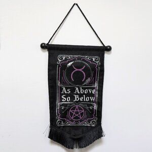 Spirit Halloween Decor Sign Embroidered Tapestry “As Above So Below “ Goth